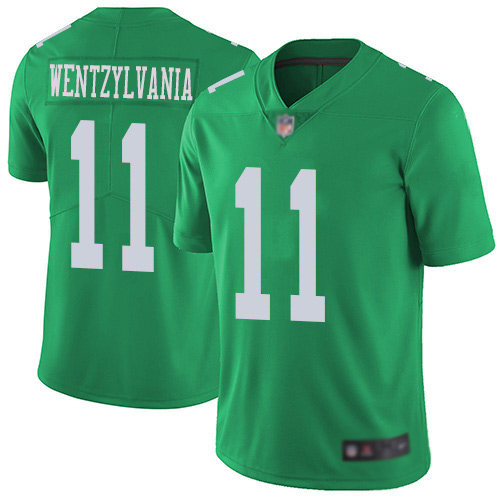 Men Philadelphia Eagles #11 Carson Wentz Limited Green Rush Vapor Untouchable NFL Jersey Wentzylvania->philadelphia eagles->NFL Jersey